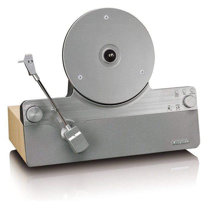 Lenco LSA-071SI Tocadiscos de Vinilo Automático con Bluetooth 5.3, Plato a 33/45 RPM, Amplificador y Altavoces Integrados, Color Gris