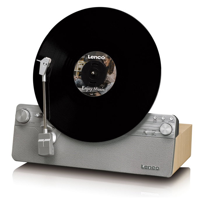 Lenco LSA-071SI Tocadiscos de Vinilo Automático con Bluetooth 5.3, Plato a 33/45 RPM, Amplificador y Altavoces Integrados, Color Gris