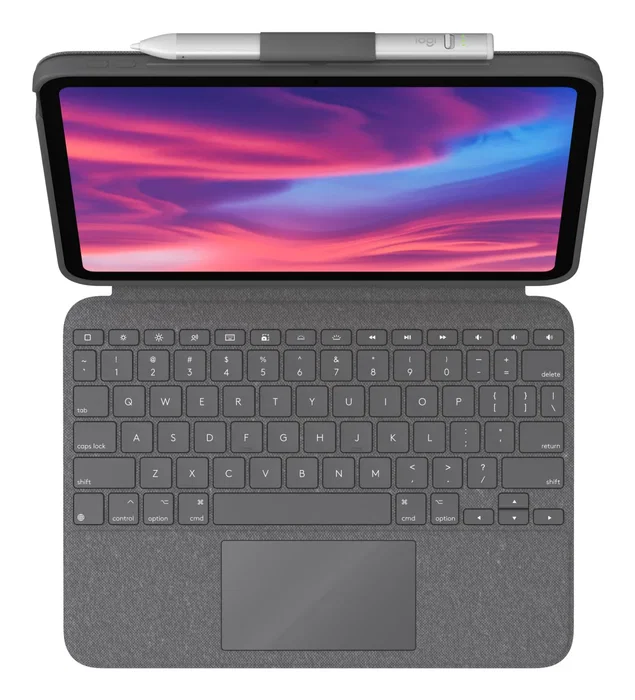 Logitech 920-011439 Combo Touch Funda Teclado con Trackpad para iPad 10ª Generación, QWERTY Español, Smart Connector, Retroiluminado, Modo Dibujo/Ver, Gris Oxford