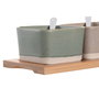 DKD Home Decor Set de Aperitivo 7 Piezas de Porcelana y Bambú Multicolor