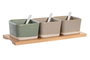 DKD Home Decor Aperitivo Multicolor Porcelana Bambu Set 7 Piezas 11.5 x 1.5 x 29 cm