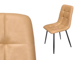 Giftdecor Silla Ancha Cuero Beige 60 cm x 42 cm x 63 cm (Set de 4)