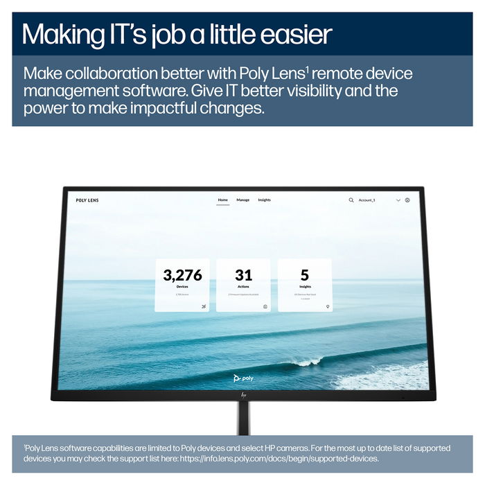 HP Poly Studio E60 Cámara Inteligente 4K MPTZ con Zoom Óptico 12x