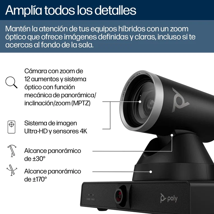 HP Poly Studio E60 Smart Cámara 4K MPTZ con Zoom Óptico 12x HP Poly Studio E60 Smart Cámara 4K MPTZ con Zoom Óptico 12x