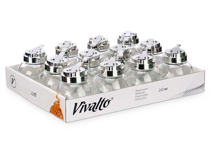VIVALTO Dispensador Vidrio Esfera Transparente 10 cm x 10 cm x 9 cm 260 ml (Set de 24)