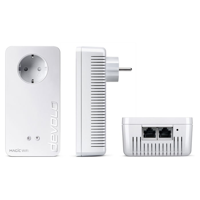 Devolo Magic 2 WiFi next Powerline Starter Kit, Adaptador WiFi y LAN, hasta 2400 Mbps, Gigabit Ethernet, Blanco Devolo Magic 2 WiFi next Powerline Starter Kit, Adaptador WiFi y LAN, hasta 2400 Mbps, Gigabit Ethernet, Blanco