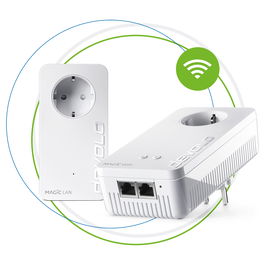 Devolo Magic 2 WiFi next Powerline Starter Kit, Adaptador WiFi y LAN, hasta 2400 Mbps, Gigabit Ethernet, Blanco
