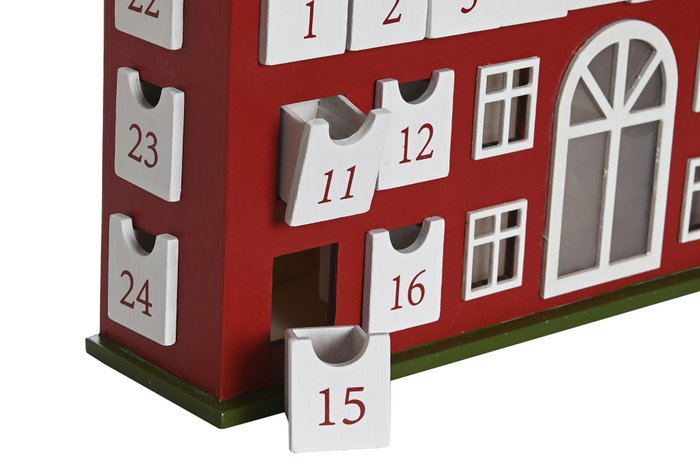 DKD Home Decor Calendario Adviento Navidad Tradicional Rojo Rosa 37.5 x 8.5 x 31 cm (2 Unidades)