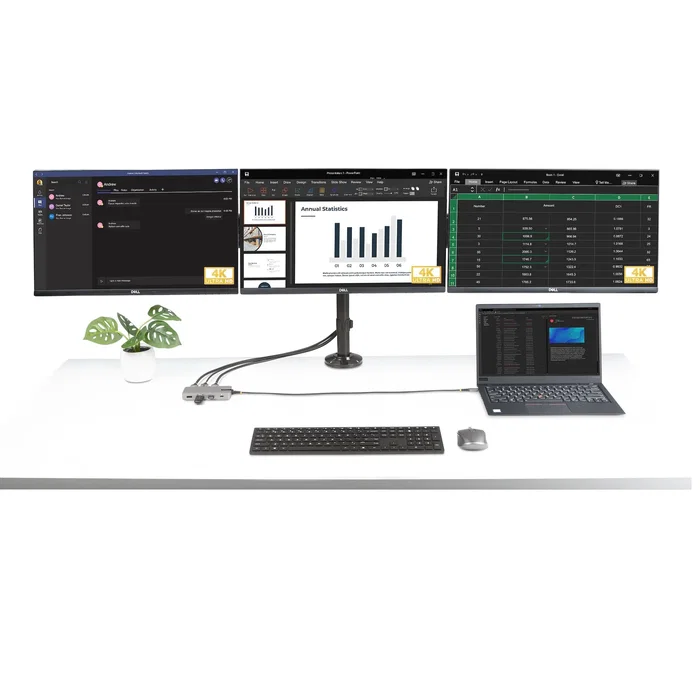 StarTech 117B-USBC-MULTIPORT Docking Station USB-C para 3 Monitores 4K, HDMI, DisplayPort, 3x USB-A 3.2, Ethernet, PD 100W, Gris