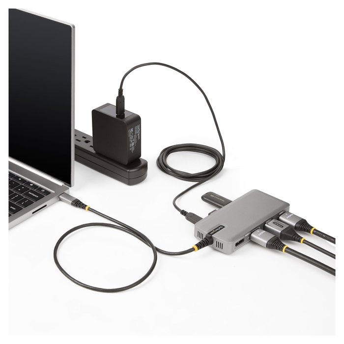 StarTech 117B-USBC-MULTIPORT Adaptador Multipuertos USB-C para 3 Monitores 4K 60Hz Doble, HDMI/DisplayPort 4K 30Hz, USB 3.2 Gen 2, PD 100W