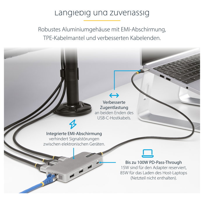 StarTech 117B-USBC-MULTIPORT Adaptador Multipuertos USB-C para 3 Monitores 4K 60Hz Doble, HDMI/DisplayPort 4K 30Hz, USB 3.2 Gen 2, PD 100W