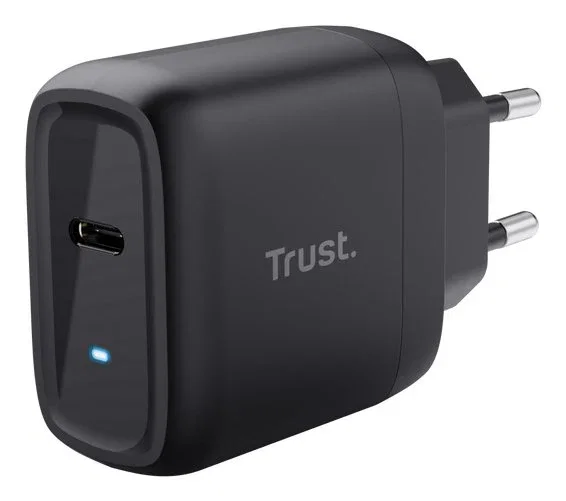 Trust Maxo Cargador de Pared GaN 45W USB-C con Carga Rápida Power Delivery 3.0 Incluye Cable 2m Negro