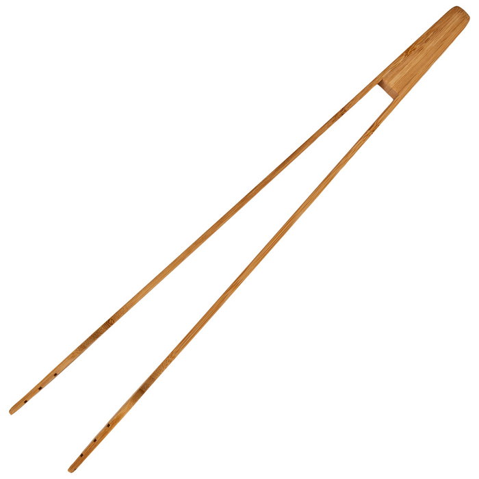 Dangrill Pinzas Barbacoa Bambú 38,5 cm Tratadas con Aceite Correa de Cuero