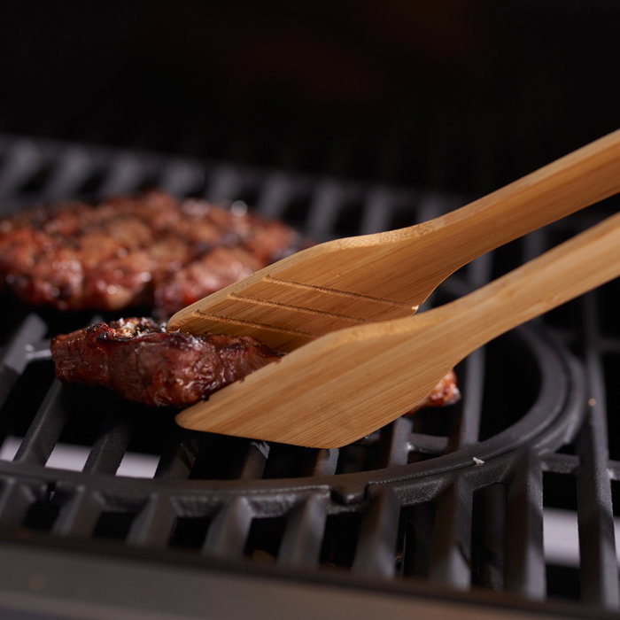 Dangrill Pinzas Barbacoa Bambú 38,5 cm Tratadas con Aceite Correa de Cuero