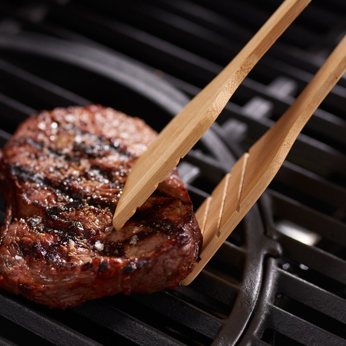 Dangrill Pinzas Barbacoa Bambú 38,5 cm Tratadas con Aceite Correa de Cuero