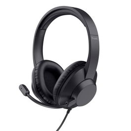 Trust Auriculares Ayda Max, Diadema con Micrófono Flexible Ajustable ANC, Conectividad USB-C y USB-A, Negro, Para Llamadas y Música