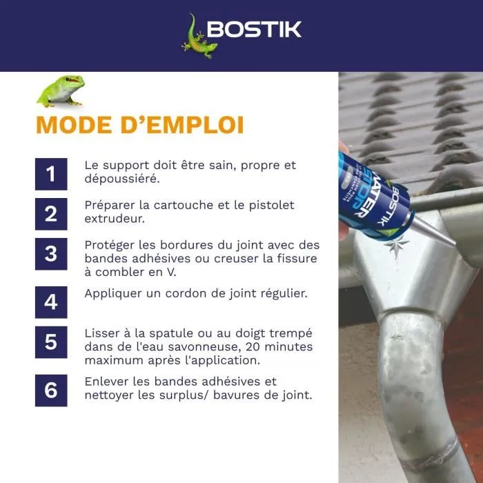 Bostik Waterstop Membrana Impermeabilizante para Reparación de Fugas Cartucho 290 ml Gris