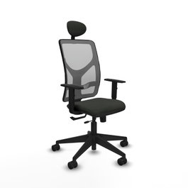 PIQUERAS Y CRESPO Silla de oficina Motilla Sincro/Traslack Negro/Gris con Cabecero Fijo y Brazos 1D