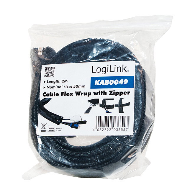 LogiLink Fundas para cables negro 2m 50mm LogiLink Fundas para cables negro 2m 50mm
