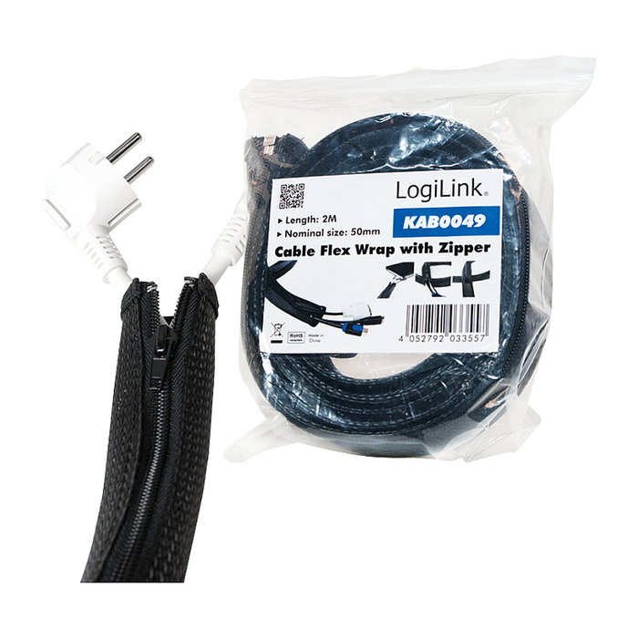 LogiLink Fundas para cables negro 2m 50mm LogiLink Fundas para cables negro 2m 50mm