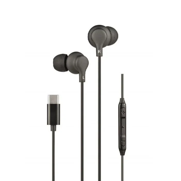 Daewoo Auricular In-Ear con Microfono, Cable USB Tipo C Negro, Control de Volumen, Compatible con iOS y Android