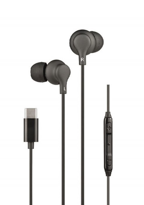 Daewoo Auricular In-Ear con Microfono, Cable USB Tipo C Negro, Control de Volumen, Compatible con iOS y Android