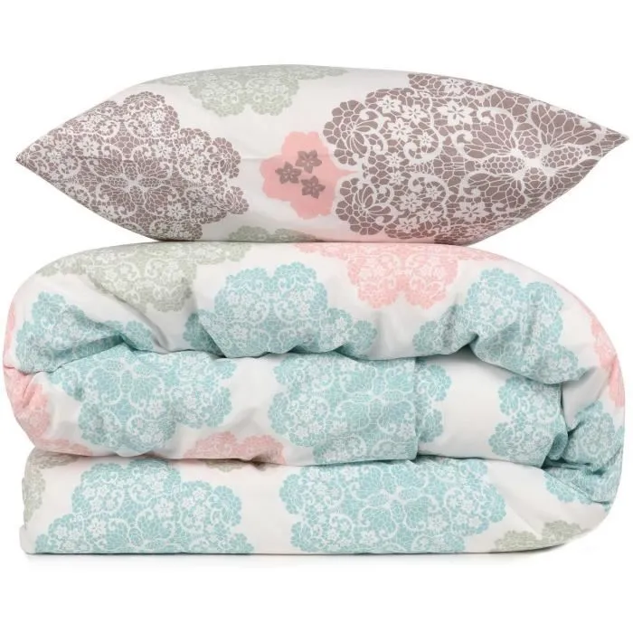 Juego de cama 1 funda nórdica 220x240 cm + 2 fundas de almohada 60x60 cm 70% Algodón 30% Poliéster Turquesa AUC8681181371244