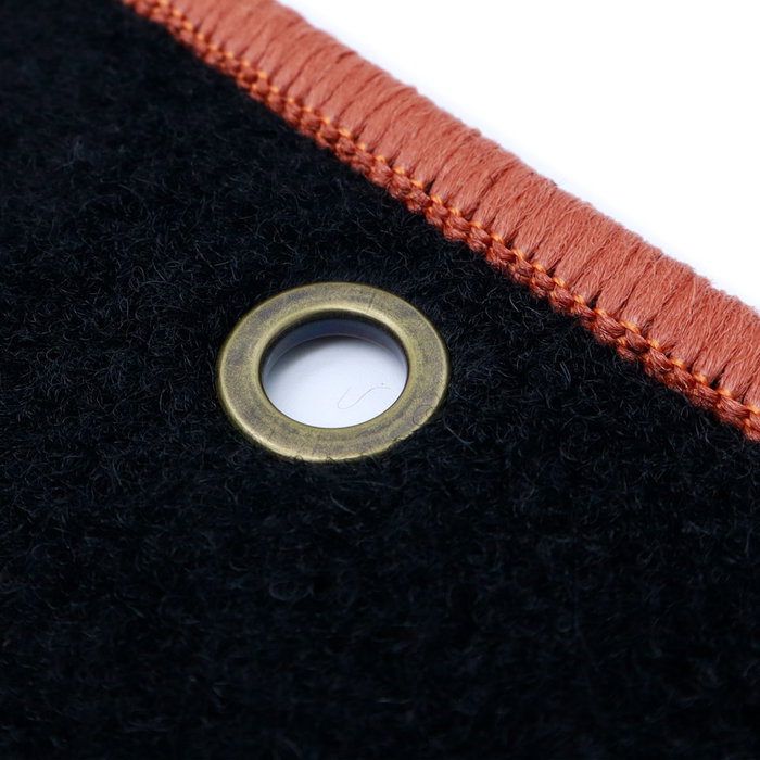 OCC Design Juego de Alfombrillas A Medida para Land Rover Range Rover Evoque 5 Puertas 2011-2019, 5 Piezas con Ribete Naranja, Referencia OCCLR0012YE