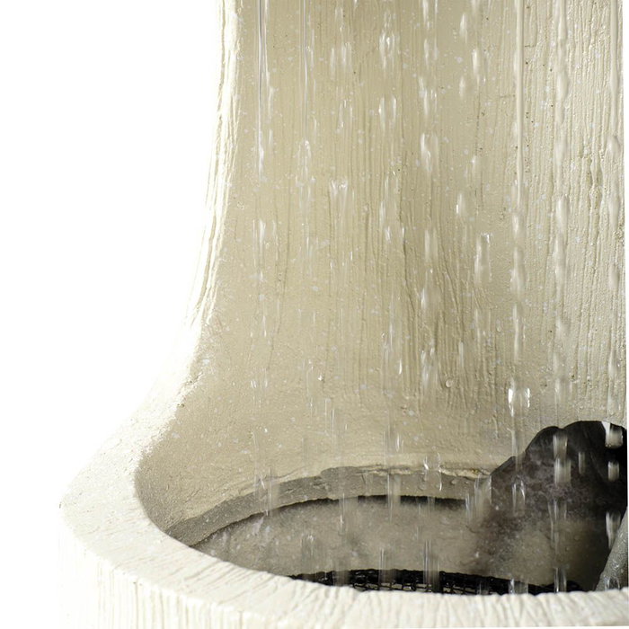 Lumineo Fuente Cilíndrica de Agua IP44 Interior/Exterior Ø16 x 35 cm con Macetero y Apagado Automático, Volumen Ajustable, Colores Surtidos