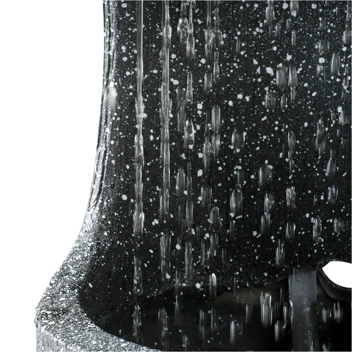 Lumineo Fuente Cilíndrica de Agua IP44 Interior/Exterior Ø16 x 35 cm con Macetero y Apagado Automático, Volumen Ajustable, Colores Surtidos