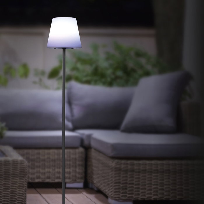 Home Deco Factory Lámpara Solar Multicolor para Exterior con Captador de Luz, Pie de Hierro y Pantalla de Polietileno, Altura 120cm