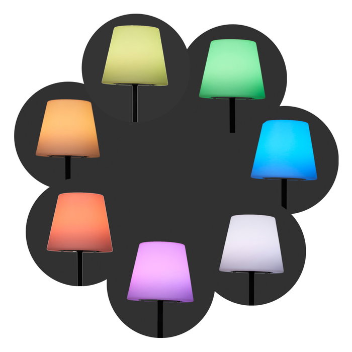 Home Deco Factory Lámpara Solar Multicolor para Exterior con Captador de Luz, Pie de Hierro y Pantalla de Polietileno, Altura 120cm