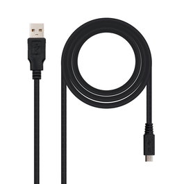 Nano Cable Cable USB 2.0 10.01.0503, USB Tipo A Macho a Micro USB Tipo B Macho, 3 Metros, Negro