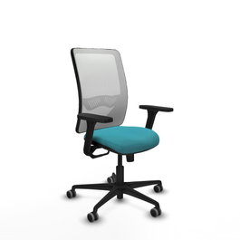 PIQUERAS Y CRESPO Silla de oficina Zulema con mecanismo Sincro, color Turquesa y Blanco