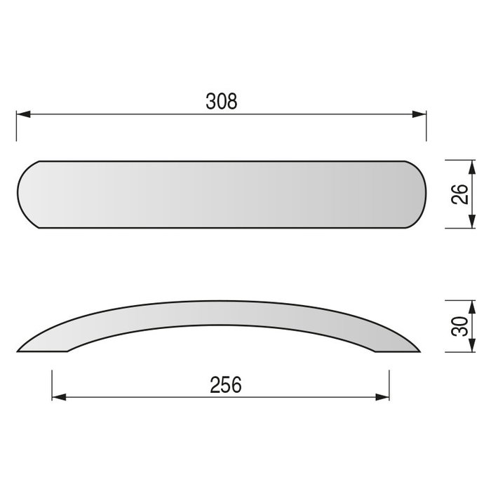 Trentadue Tirador Heracle Cromo Aluminio Distancia 256 mm 155 mm