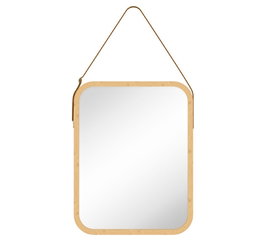 DKD Home Decor Espejo de Bambú y Cristal Natural 35x45 cm