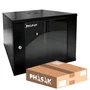 Phasak PHO 2009D Armario Rack Mural Desmontado, Negro, 9U, 19" (530x400x358 mm), con Puerta de Cristal Templado y Cerradura