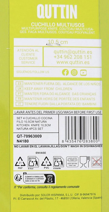 Inde Set 4 Cuchillos de Cocina Filo 10.5 cm (12 Cajas)