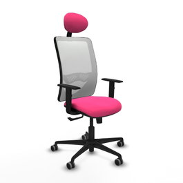 PIQUERAS Y CRESPO Silla de oficina Zulema Rosa y Blanca con mecanismo Sincro