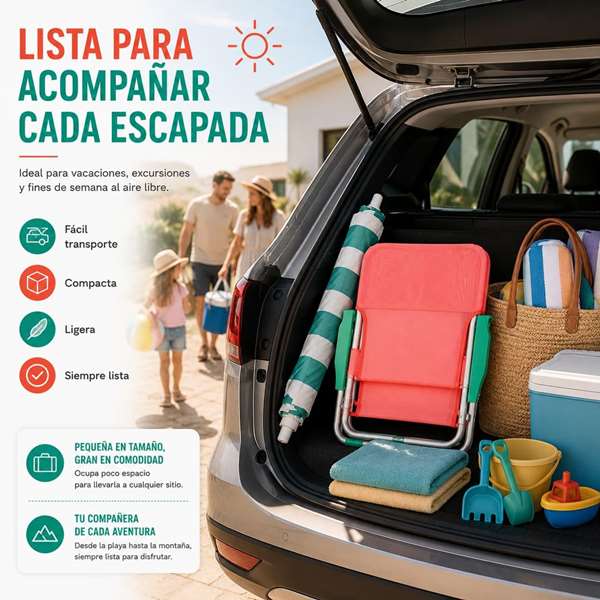 JugaToys Silla de playa de aluminio coral con asas