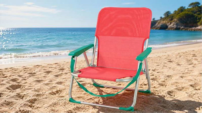 JugaToys Silla de playa de aluminio coral con asas