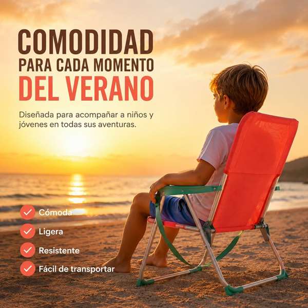 JugaToys Silla de playa de aluminio coral con asas
