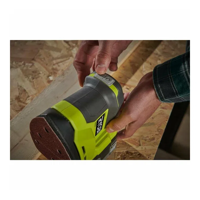 Ryobi RPS18-0 Lijadora Triangular a Batería 18V ONE+, Orbital 1.8mm 22000 OPM, Compacta para Esquinas - Incluye 6 Lijas y Adaptador de Polvo (Sin Batería)
