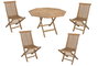 DKD Home Decor Set de Comedor de Teca con Mesa y 4 Sillas Plegables