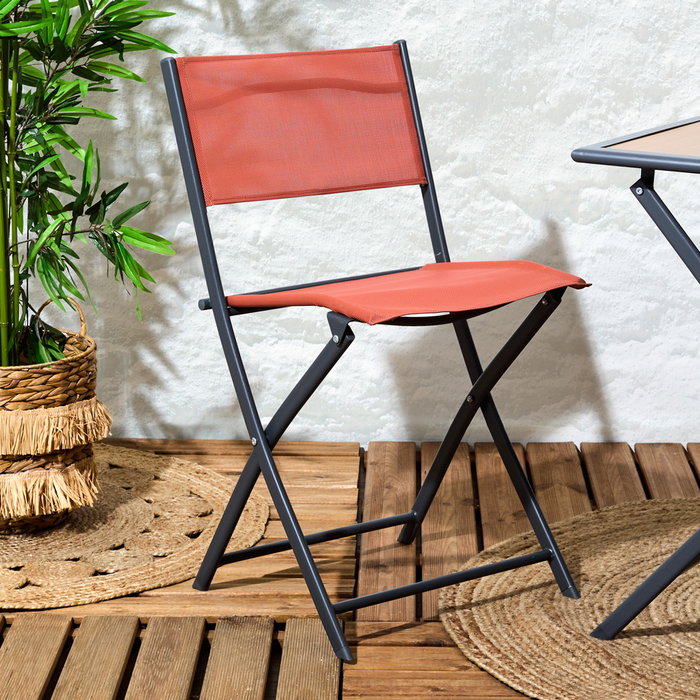 Home Deco Factory Silla Plegable Elba Terracota - Silla de Exterior con Estructura Metal y Asiento PP, Capacidad 110 kg