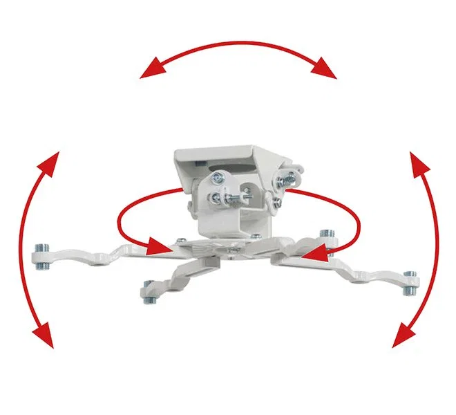B-Tech BT899 Soporte para Proyector de Techo, Blanco, Capacidad 25 kg, Giro 360°, Inclinación -13° a +13°