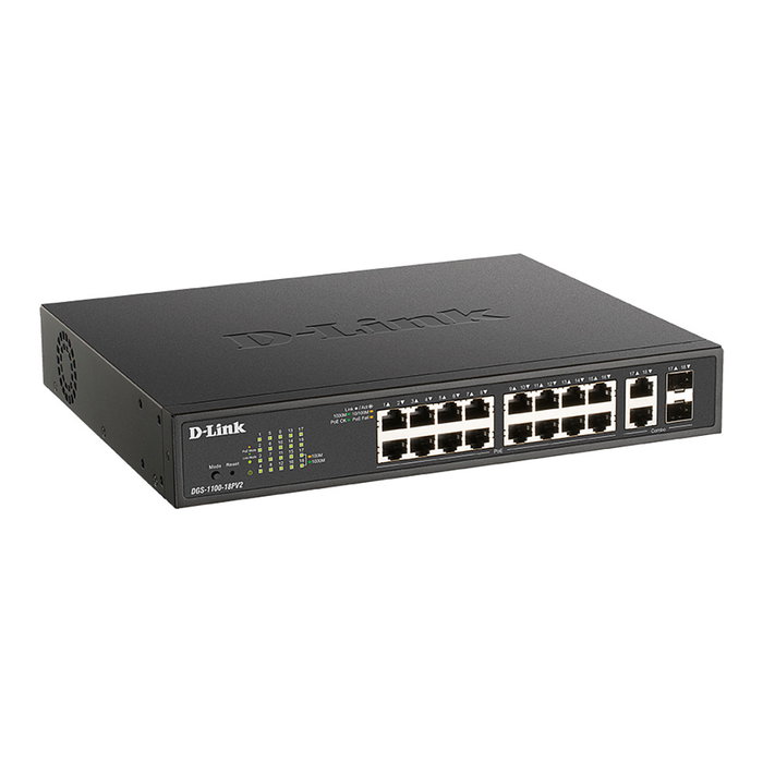 D-Link DGS-1100-18PV2 Switch Gestionado Smart Gigabit 18 Puertos (16x PoE+), Montaje Rack 1U, Capacidad 36 Gbps D-Link DGS-1100-18PV2 Switch Gestionado Smart Gigabit 18 Puertos (16x PoE+), Montaje Rack 1U, Capacidad 36 Gbps