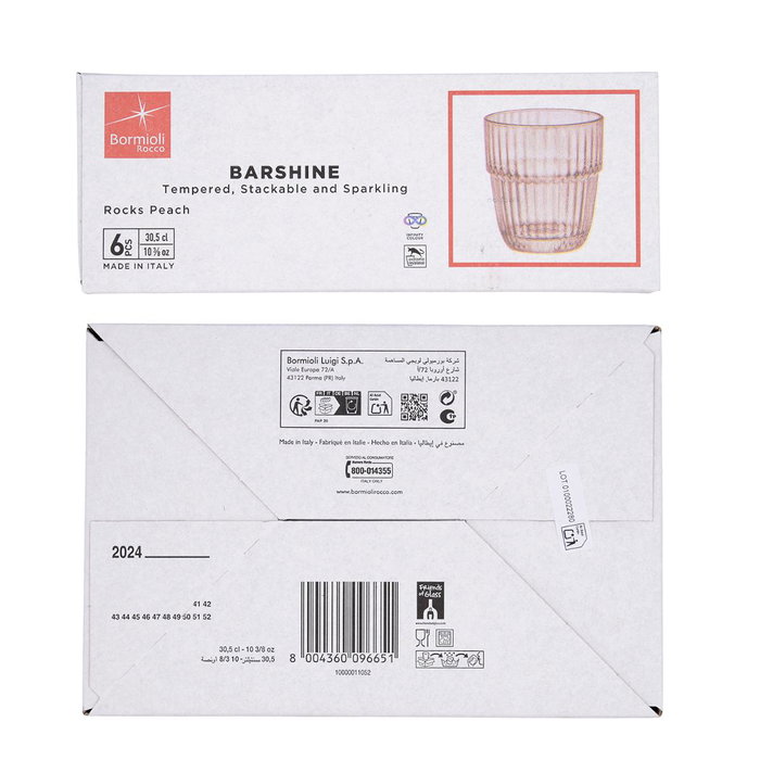 Cajas 6 Vasos Bajos Vidrio Barshine Bormioli Rocco 30 cL
