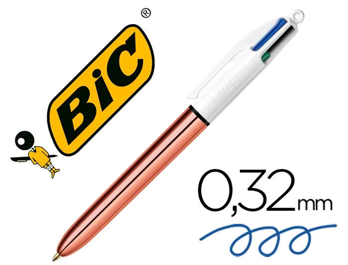 BIC Bolígrafo 4 Colores Shine Gold Rose Oro Rosa
