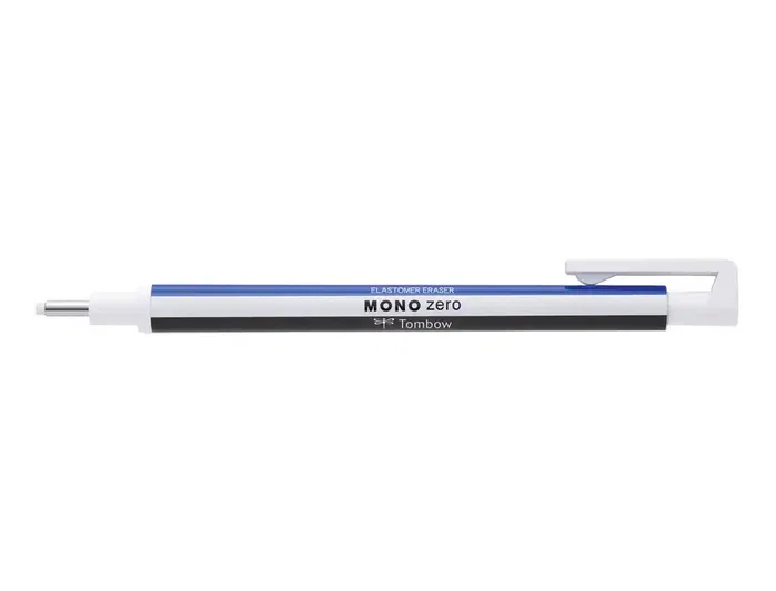 Tombow Mono Zero Portagomas con Clip y 2 Recambios, Punta Redonda 2,3 mm